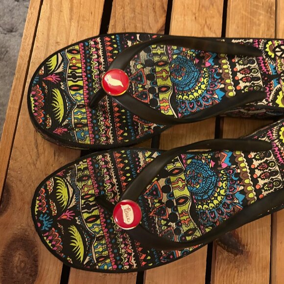 Sakroots Peace Platform Flip  flops - Picture 1 of 7